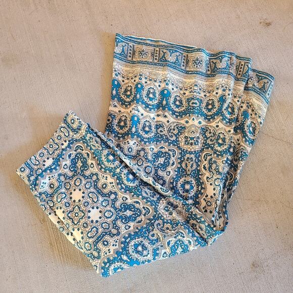 Anthropologie Feather Bone Talese Blue Wide Leg Boho Flowy Pant Size 10 - Picture 2 of 4